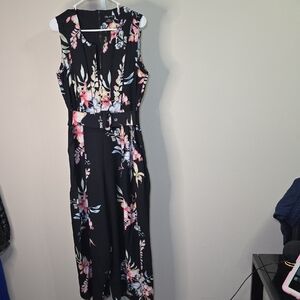 City Chic Black Floral‎ Jumpsuit Ladies Plus Sz XS/14